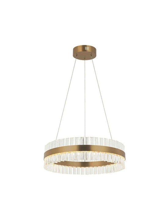 Zambelis Lights Μοντέρνο Κρεμαστό Φωτιστικό με Ενσωματωμένο LED σε Χρυσό Χρώμα 22039